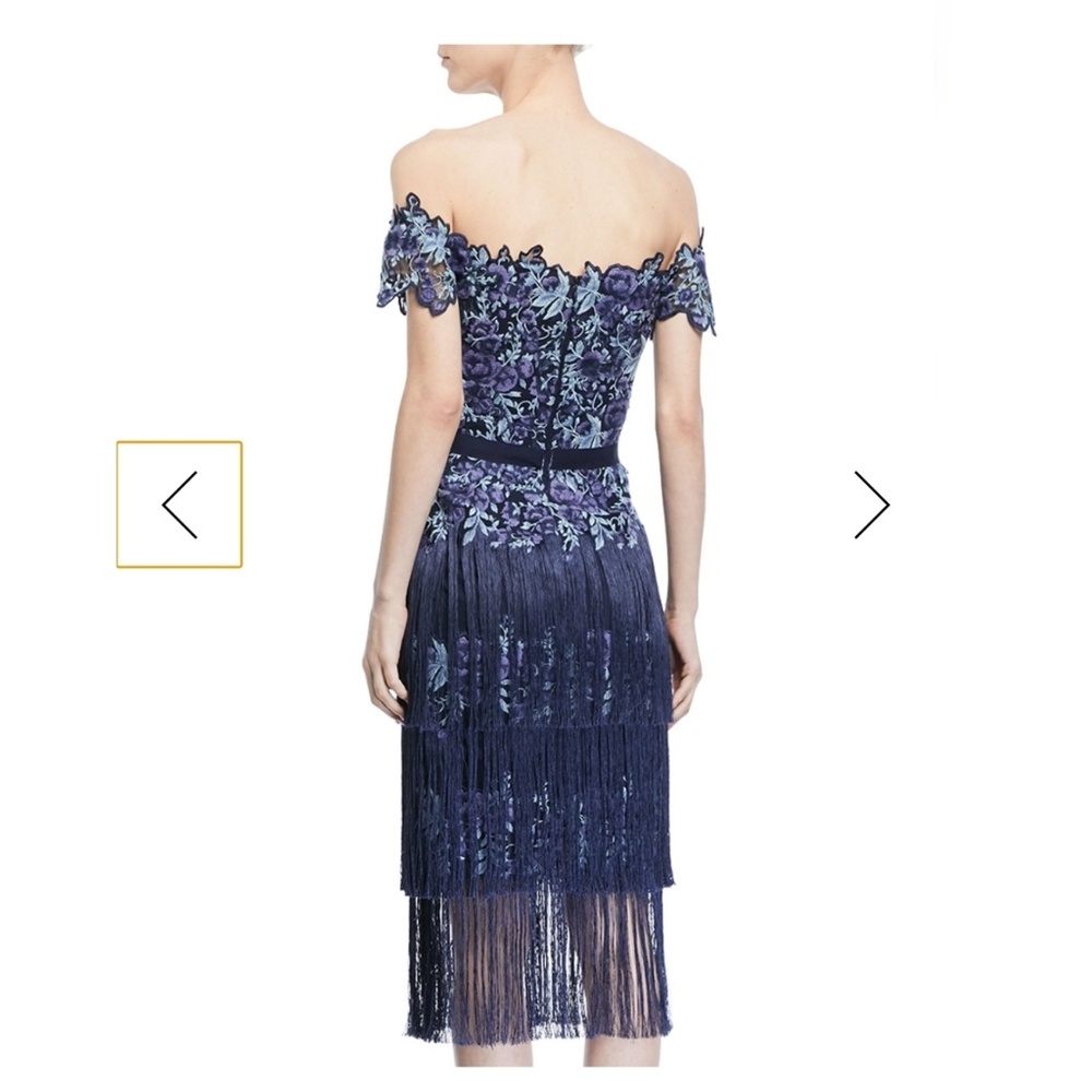 Marchesa Notte Fringe Dress